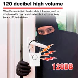 120dB Door Handle Alarm with Adjustable Settings Door Security Alarm Equipment for Door Window for Travel Hotel Self Protection