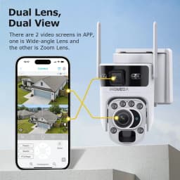 INQMEGA 12MP 60X Optics Zoom Dual Screen 4G /WIFI Solar Camera Securty Outdoor PIR Human Detection Color Night Vision UBOX APP