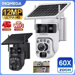 INQMEGA 12MP 60X Optics Zoom Dual Screen 4G /WIFI Solar Camera Securty Outdoor PIR Human Detection Color Night Vision UBOX APP