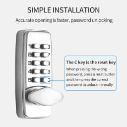 Mechanical Combination Lock Anti Theft 11 Code Lock Keyless for Bidirectional Gate Wooden Door Office Use Entry Door Handle Lock