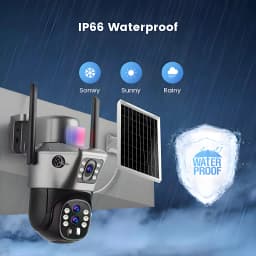 10x Zoom 4G SIM Solar Camera Outdoor 6K 12MP Three Lens HD Night Vision IP Surveillance Camera Security Protection PTZ CCTV Cam