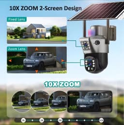 10x Zoom 4G SIM Solar Camera Outdoor 6K 12MP Three Lens HD Night Vision IP Surveillance Camera Security Protection PTZ CCTV Cam