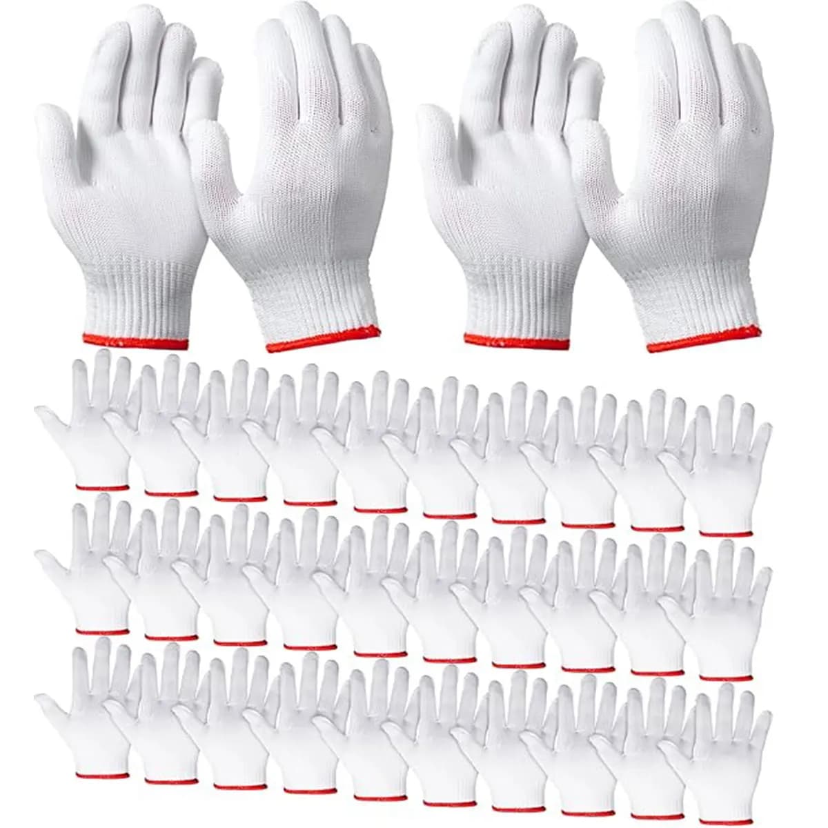 Hand Working Gloves Safety Grip Protection Work Gloves Men Women BBQ Thick Cotton White(Pack of 12 Pairs)
