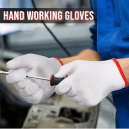 Hand Working Gloves Safety Grip Protection Work Gloves Men Women BBQ Thick Cotton White(Pack of 12 Pairs)