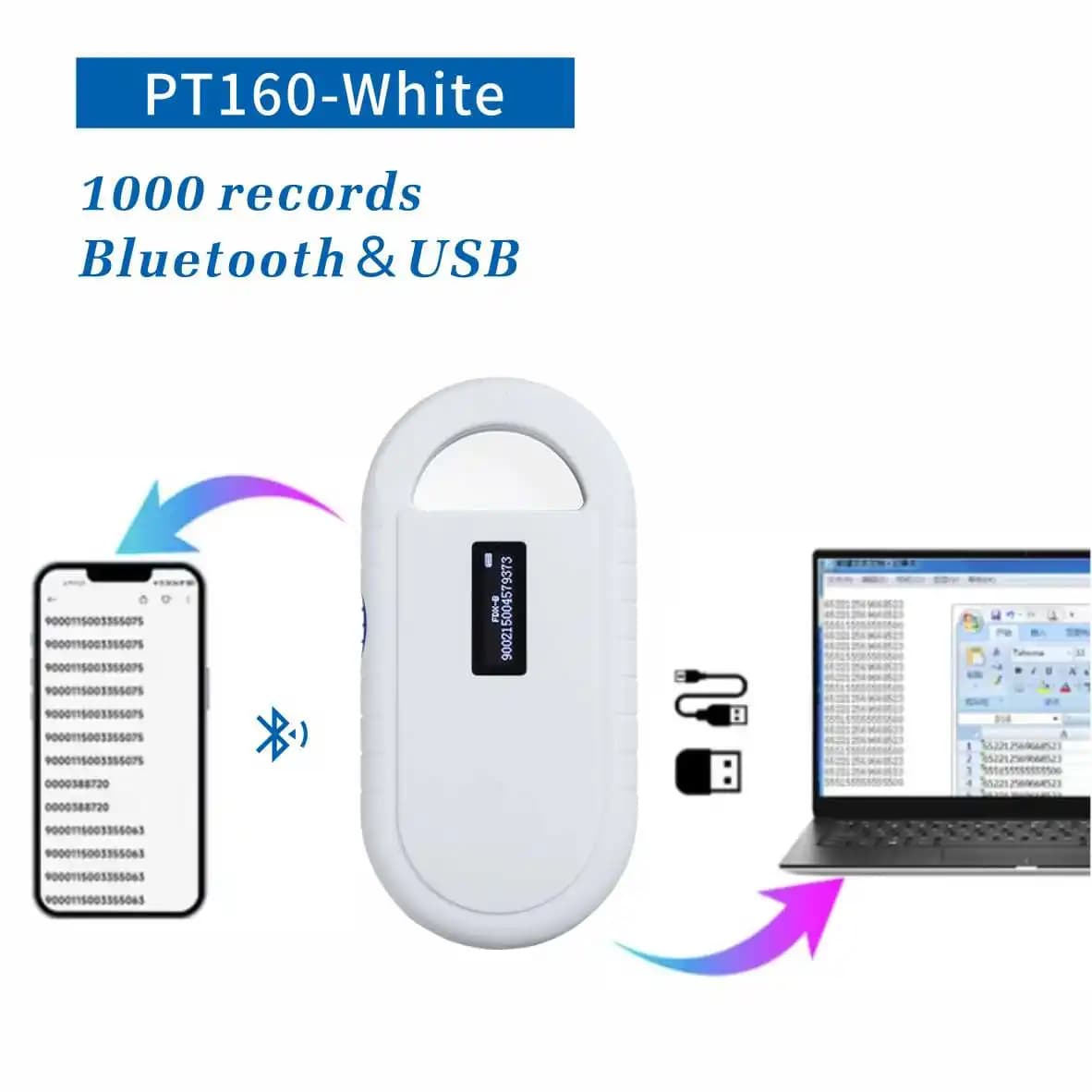 Bluetooth Pet Id Scanner 134.2Khz Chip Transponder FDX-B ISO11784/5 Animal ID USB Dog Cat Horse Handheld Microchip Reader