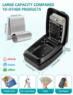 Car Window Lock Box Portable Car Key Lock Box Punch Button Combination Key Safe Box Sturdy Waterproof Large Capacity Security