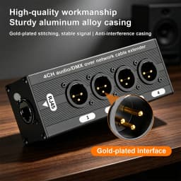 4 Channel 3Pin XLR to RJ45 Audio Extender STP Cat5 Cat6 DMX512 Network Signal Extender for Stage Sound Lighting Studio