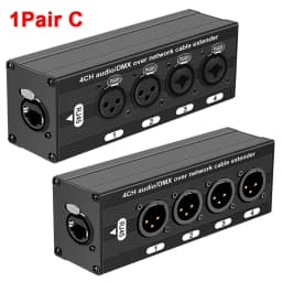 4 Channel 3Pin XLR to RJ45 Audio Extender STP Cat5 Cat6 DMX512 Network Signal Extender for Stage Sound Lighting Studio