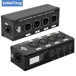 4 Channel 3Pin XLR to RJ45 Audio Extender STP Cat5 Cat6 DMX512 Network Signal Extender for Stage Sound Lighting Studio