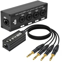 4 Channel 3Pin XLR to RJ45 Audio Extender STP Cat5 Cat6 DMX512 Network Signal Extender for Stage Sound Lighting Studio