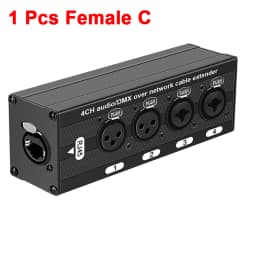 4 Channel 3Pin XLR to RJ45 Audio Extender STP Cat5 Cat6 DMX512 Network Signal Extender for Stage Sound Lighting Studio