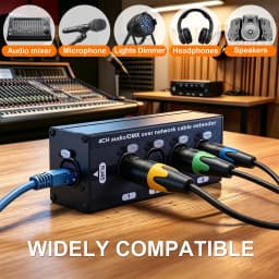 4 Channel 3Pin XLR to RJ45 Audio Extender STP Cat5 Cat6 DMX512 Network Signal Extender for Stage Sound Lighting Studio