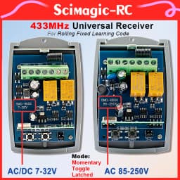433MHz Universal Garage Door Receiver and ALUTECH AT-4 Rolling Code Remote Control Matching 2CH AC DC 7-32V 220V Rf Relay Switch