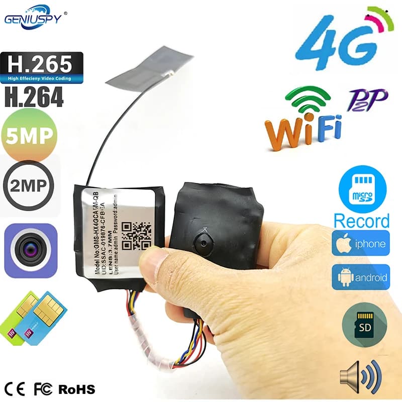 Camhi DIY 5MP 3G 4G SIM Lte IP Camera Module 5MP IMX335 1920P imx307 2MP Wireless MINI 4G Pin hole TF Card Slot Built-in MIC Mic