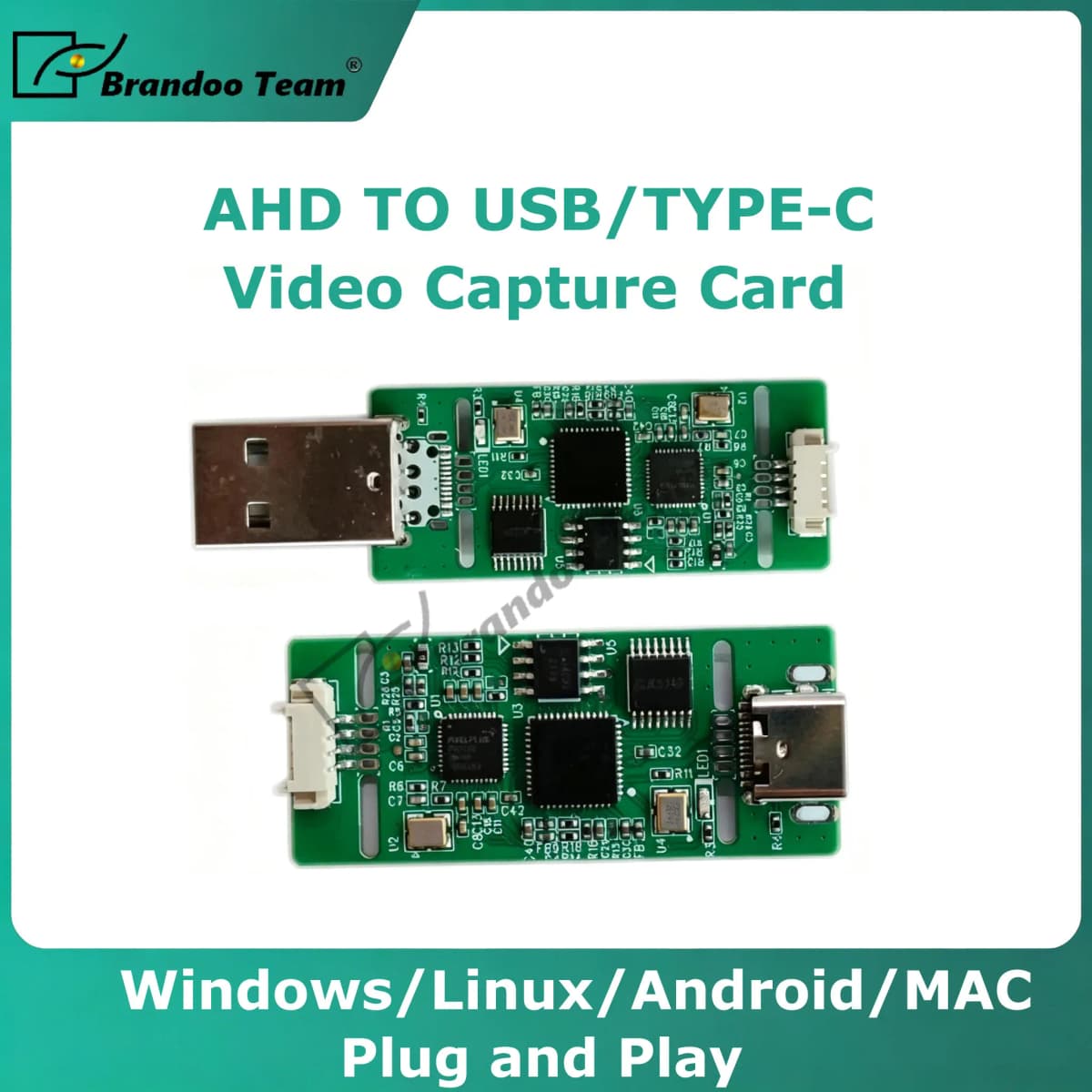 AHD to USB Video Capture Card 1080P USB-C 2MP AHD Input For CCTV Camera Reference Camera