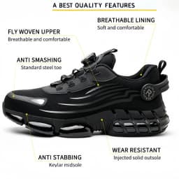 Indestructible Steel Toe Work Shoes for Men Women Rotating Button Safety Shoes Lightweight Construction Work Safety Shoes