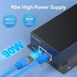 90W 10G POE Injector IEEE 802.3af 802.3at 802.3bt 10000Mbps Plug&Play PoE for IP Camera,VoIP Phone,Wireless AP