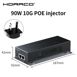 90W 10G POE Injector IEEE 802.3af 802.3at 802.3bt 10000Mbps Plug&Play PoE for IP Camera,VoIP Phone,Wireless AP