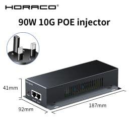 90W 10G POE Injector IEEE 802.3af 802.3at 802.3bt 10000Mbps Plug&Play PoE for IP Camera,VoIP Phone,Wireless AP