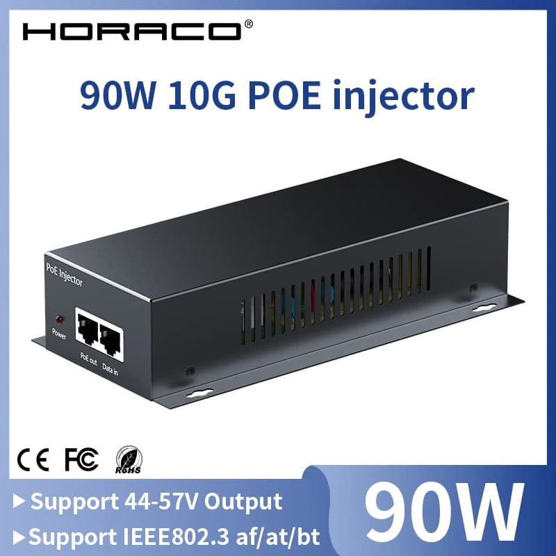 90W 10G POE Injector IEEE 802.3af 802.3at 802.3bt 10000Mbps Plug&Play PoE for IP Camera,VoIP Phone,Wireless AP