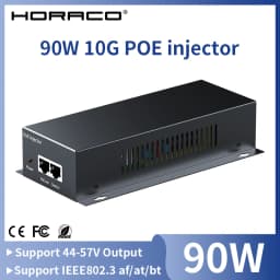 90W 10G POE Injector IEEE 802.3af 802.3at 802.3bt 10000Mbps Plug&Play PoE for IP Camera,VoIP Phone,Wireless AP