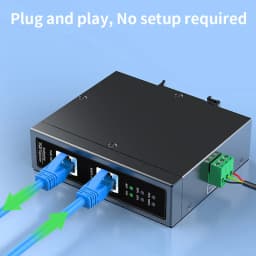 HORACO 10G Industrial POE Injector 90W DIN Rail IEEE 802.3 AF/AT/BT Plug&Play 48-55V for POE Camera, Wireless AP, Wi-Fi Bridge