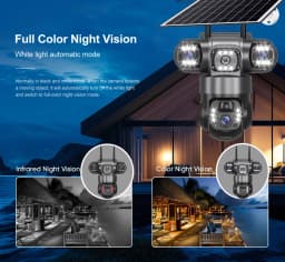 V380 Pro 12MP 10X Zoom Triple Lens 4G Solar Camera Outdoor Three Screen PIR Motion Detection Security Surveillance CCTV Cameras
