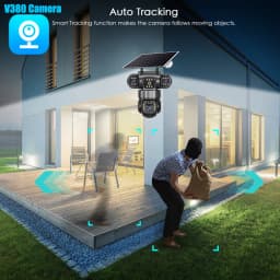 V380 Pro 12MP 10X Zoom Triple Lens 4G Solar Camera Outdoor Three Screen PIR Motion Detection Security Surveillance CCTV Cameras
