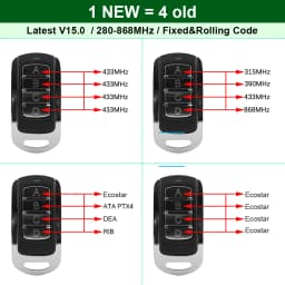 Garage Door Remote Control AUTO SCAN Multi Frequency Duplicate 280-868MHZ Multi brand 433.92MHz Fixed Rolling Code Gate Opener