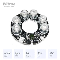 Witrue New 6pcs Array LED IR Leds Infrared Board for CCTV Cameras Night Vision (53mm Diameter)