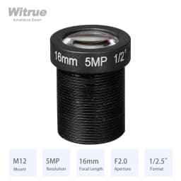 Witrue HD 5MP M12 Mount Lens 8MM 12MM 16MM Aperture F2.0 Format 1/2.5" for Surveillance Security CCTV Cameras