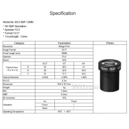 Witrue HD 5MP M12 Mount Lens 8MM 12MM 16MM Aperture F2.0 Format 1/2.5" for Surveillance Security CCTV Cameras