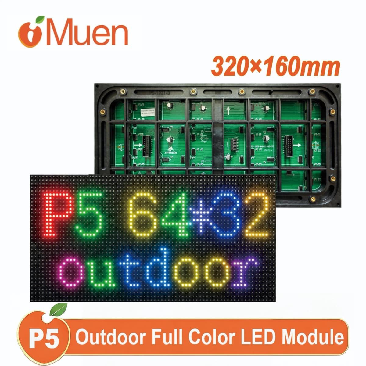 P5 LED Screen Panel Module 320×160mm 64×32 Pixels 1/8 Scan Outdoor SMD Waterproof Outdoor Full Color P5 LED Screen Panel Module