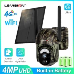 LS VISION 4G /WFII Solar Security Cameras Wireless Outdoor  2K HD Video Surveillance Color Night Vision Human/Animal Detection