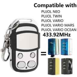 433,92mhz Rolling Code Garage Remote Control 100% Compatible PUJOL VARIO Code Black OCEAN MARS Gate Door Command