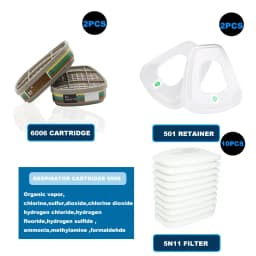 6001 6006 Respirator Cartridge 5N11 Cotton Filter 501 Set Replace For 3m Gas Mask 6200/6800/7502 Serie Painting Mask Accessories