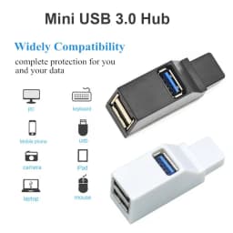 For PC Laptop, USB 3.0 HUB Adapter Extender for USB 3.0 Card Reader, Hi-Speed USB 2.0, Mini Splitter Box 1 to 3 Ports