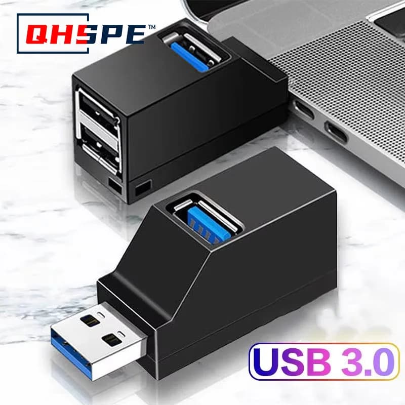 For PC Laptop, USB 3.0 HUB Adapter Extender for USB 3.0 Card Reader, Hi-Speed USB 2.0, Mini Splitter Box 1 to 3 Ports