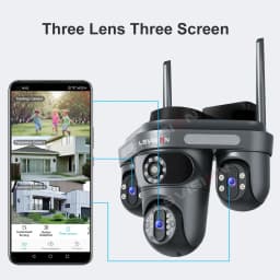 LS VISION Triple Screens Camera WiFi 6K 12MP IP Camera 3 Lens PTZ APP Control Camera Motion Detection Video Surveillance Camera
