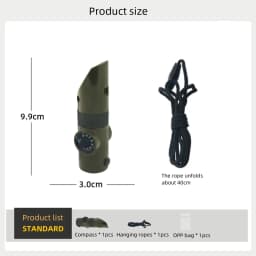 Emergency Survival Whistle Outdoor Multifunctional Whistle with Compass Thermometer Referee Whistle Camping Hiking Tools