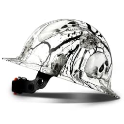 Aolamegs Skull Pattern Full Brim Hard Hat For Engineer Construction Safety Helmet HDPE HardHat Lining 6 Point Breathable ANSI