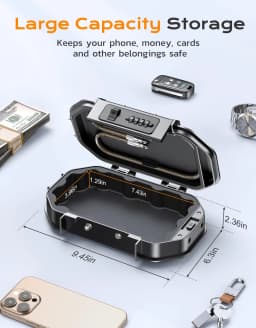 Travel Safe Lock Box Waterproof 4-Digit Combination Anti-Theft Personal Beach Safe with Removable Steel Cable Security Case