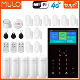 MULO 4G alarm Tuya Smart Home Alarm System WIFI GSM 4.3 inch Temperature Humidity Display PG-109 For Alexa & Google Burglar Home