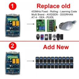433.92MHz Universal Garage Door Remote Control Receiver AC DC 7-32V 85-250V Switch Module 2CH 433 Rolling Code Momentary Toggle