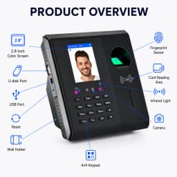 CF16 Face Recognition Time Attendance Machine WiFi Fingerprint RFID Card 2000mAh Backup Battery Employee Time Clock