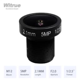 Witrue Fish Eye Lens 2.1MM HD 5MP Aperture F2.0 Format 1/2.5" M12 Mount for Surveillance Security CCTV Cameras