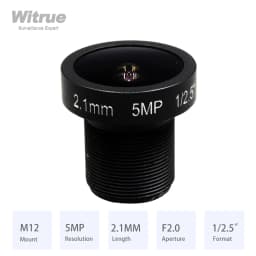 Witrue Fish Eye Lens 2.1MM HD 5MP Aperture F2.0 Format 1/2.5" M12 Mount for Surveillance Security CCTV Cameras