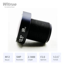 Witrue Fish Eye Lens 2.1MM HD 5MP Aperture F2.0 Format 1/2.5" M12 Mount for Surveillance Security CCTV Cameras