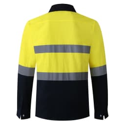 Hi Vis Viz Shirts Safety Construction Workwear Two Tone 100% Cotton Reflective Long Sleeve
