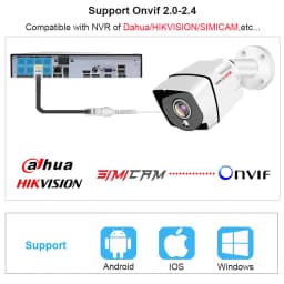 Video Surveillance POE Camera, Security 4K Whit Audio Metal, 48V POE, DC12V, 4MP, 5MP, 8MP, Infrared Night Vision, Waterproof